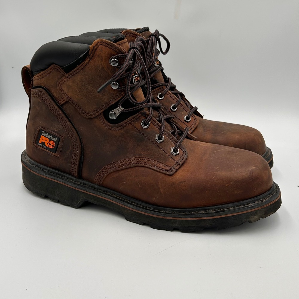 Timberland PRO‎ Pit Boss 6 Inch Brown Leather Soft Toe Work Boots 33046 Mens 11M